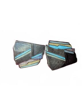 Vintage Sterling Silver Geometric Earrings with Inlay